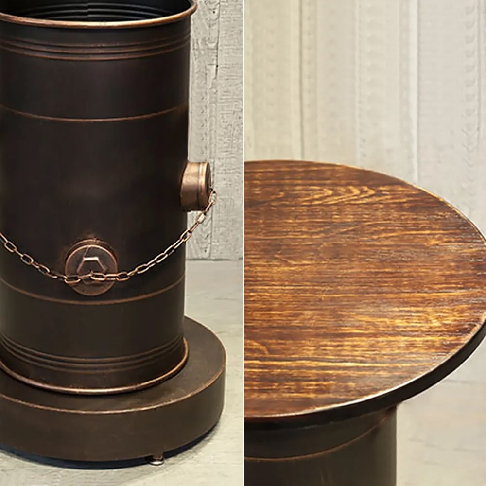 Questions and Answers for Drumbon 550mm Industrial Distressed Bar Table with Solid Wood Round Top