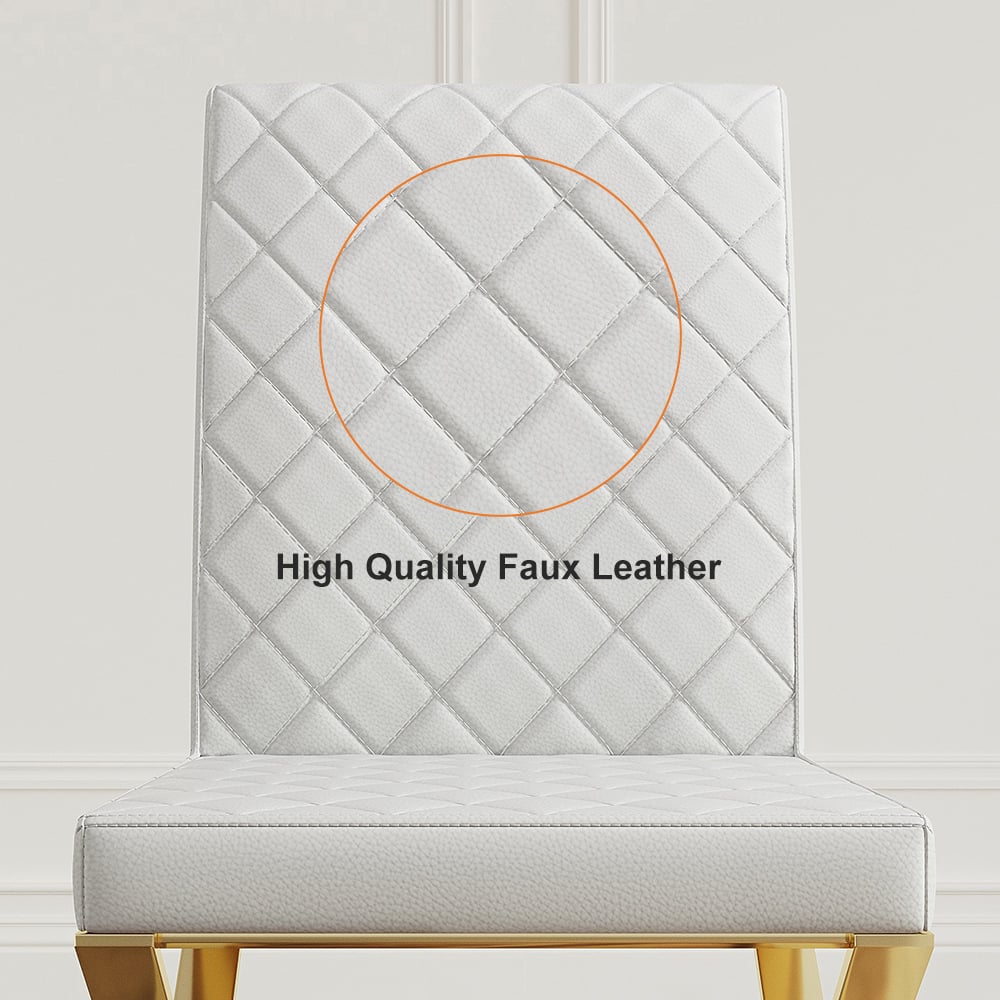 Questions and Answers for Dochic Modern White Leather Dining Room Chair Upholstered Gold Legs (Set of 2)