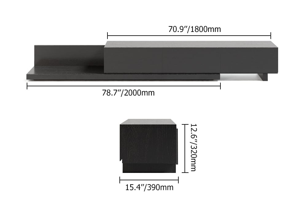 Extendable Floor TV Stand with 3 Drawers(84"-110") weights dimensions image