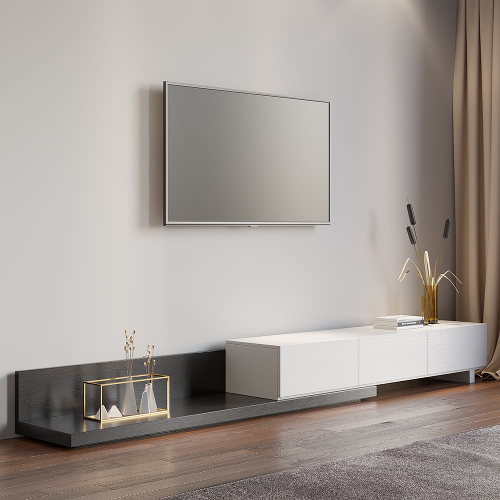 Recensioni dei clienti per Porta TV da pavimento allungabile con 3 cassetti (84"-110")