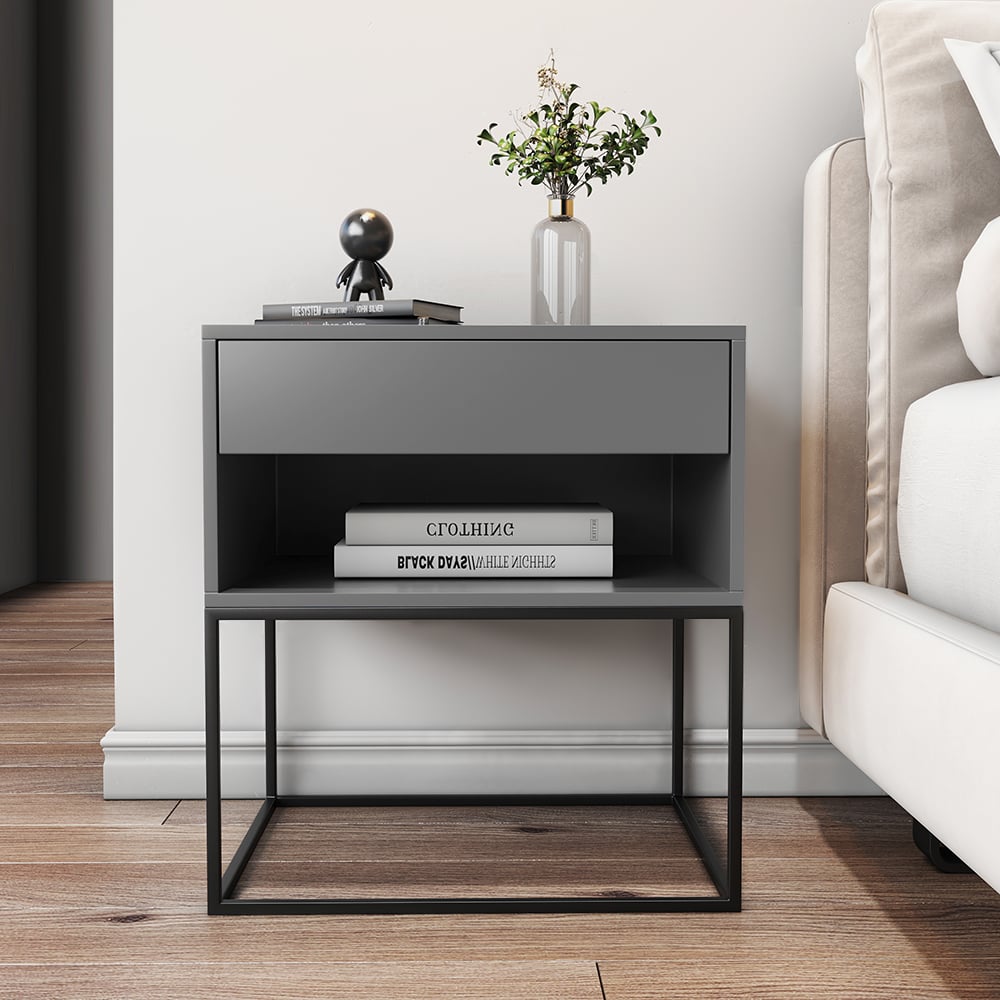Customer Reviews for Grey Bedroom Bedside Table with Drawer Bedside Table Metal Base
