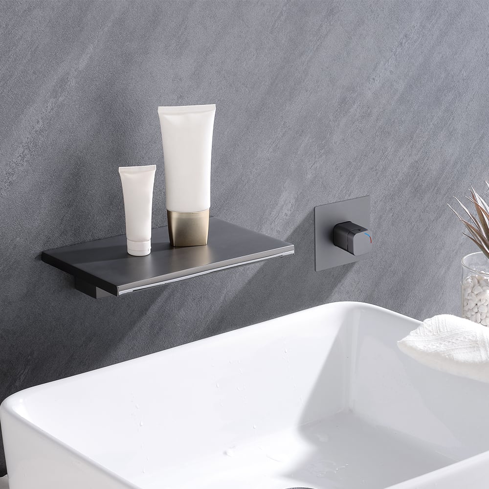 Customer Reviews for Waterfall Wall Mount Gunmetal Gray Single Handle Bathroom Sink Faucet Solid Brass