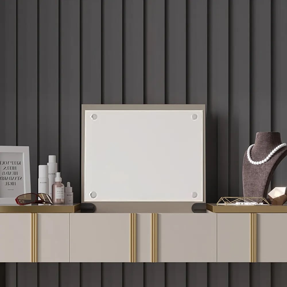 Questions et Réponses pour Salley Coiffeuse Flip Top Champagne Miroir et Tabouret Inclus 