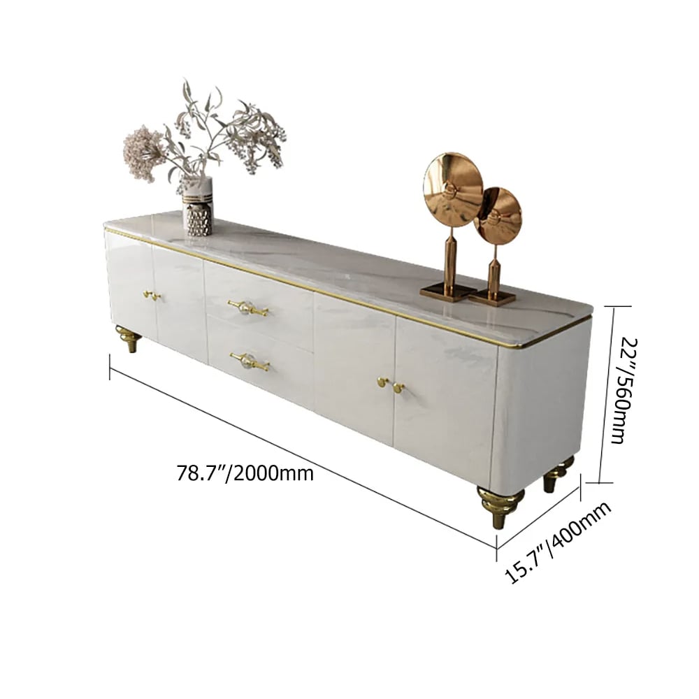 Chift Modern White TV Stand 4-Door 2-Drawer Luxurious Media Console for TV Up to 85 Inch weights dimensions image