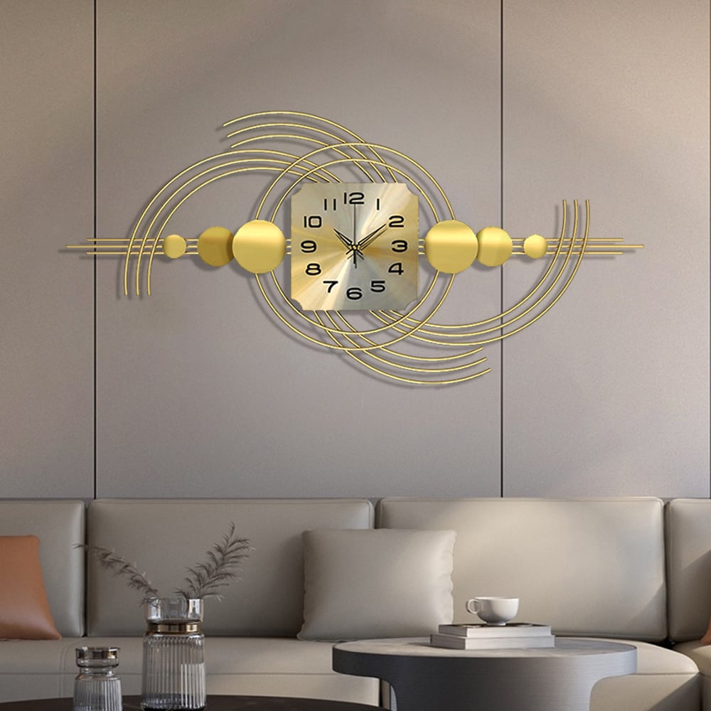 Preguntas y Respuestas para Reloj de pared moderno de metal 3D con marco geométrico dorado