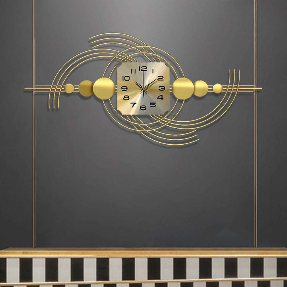 Preguntas y Respuestas para Reloj de pared moderno de metal 3D con marco geométrico dorado