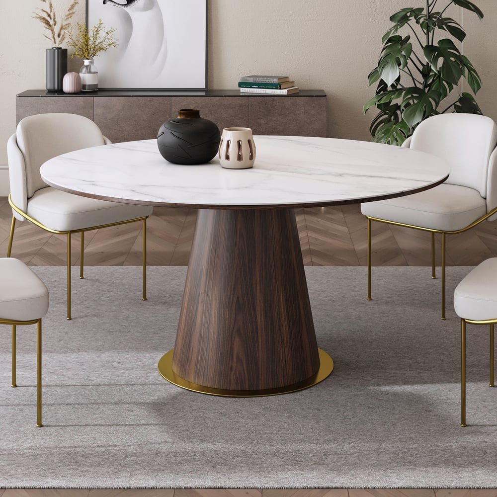 Questions and Answers for 47.2'' Mid-Century Modern Round Sintered Stone Dining Table Seats 4-6 People