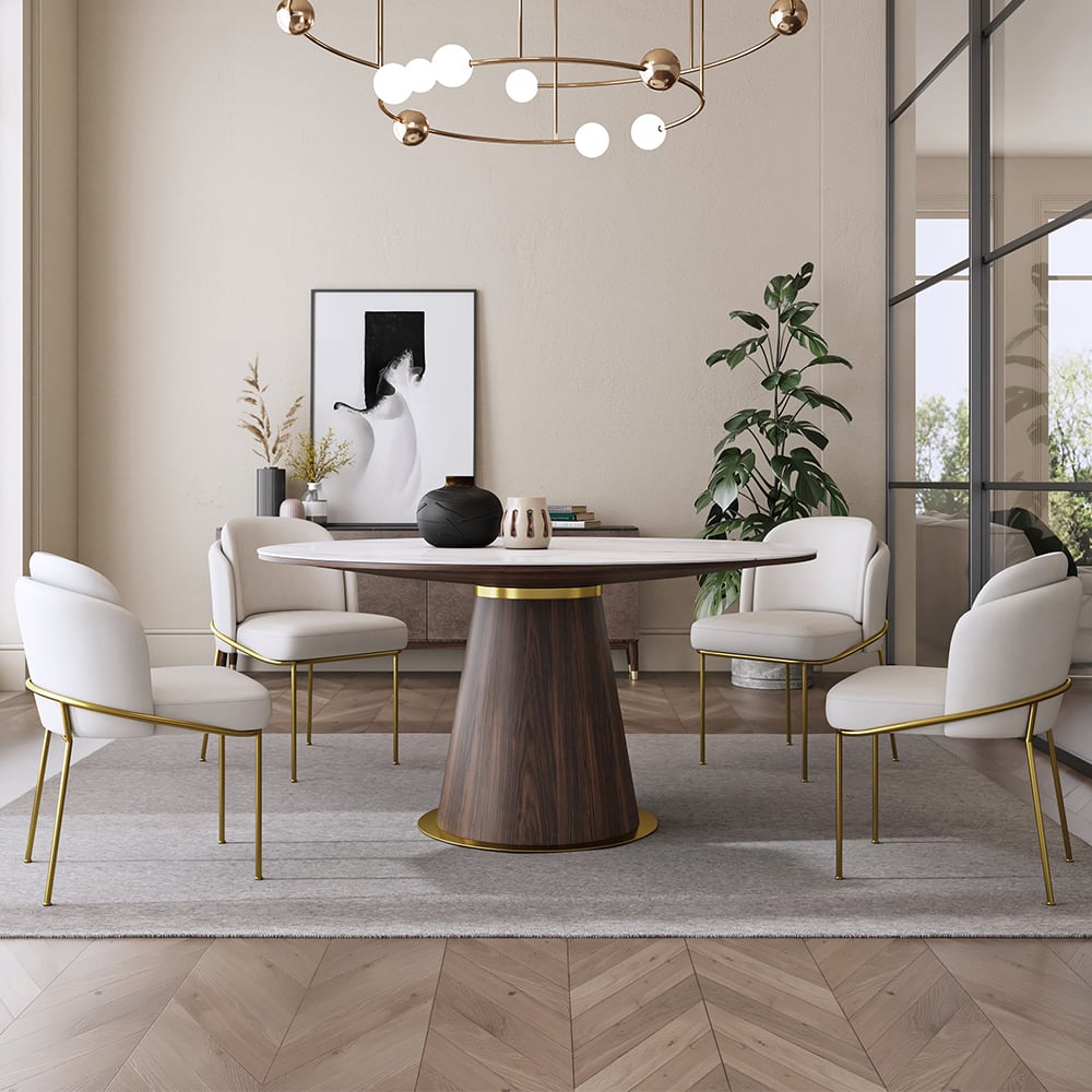 Questions and Answers for 47.2'' Mid-Century Modern Round Sintered Stone Dining Table Seats 4-6 People