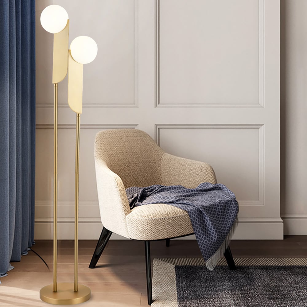 Customer Reviews for Modern Minimalist Torchiere Floor Lamp 2-Light with Glass Shade & Gold Metal