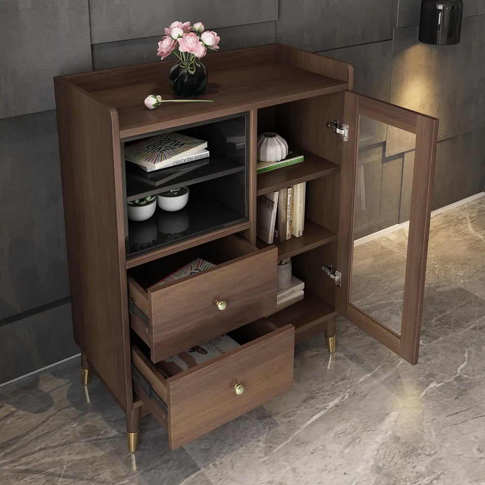 Domande e risposte per Credenza Ultic moderna e minimalista con ampi contenitori e 1 anta in noce