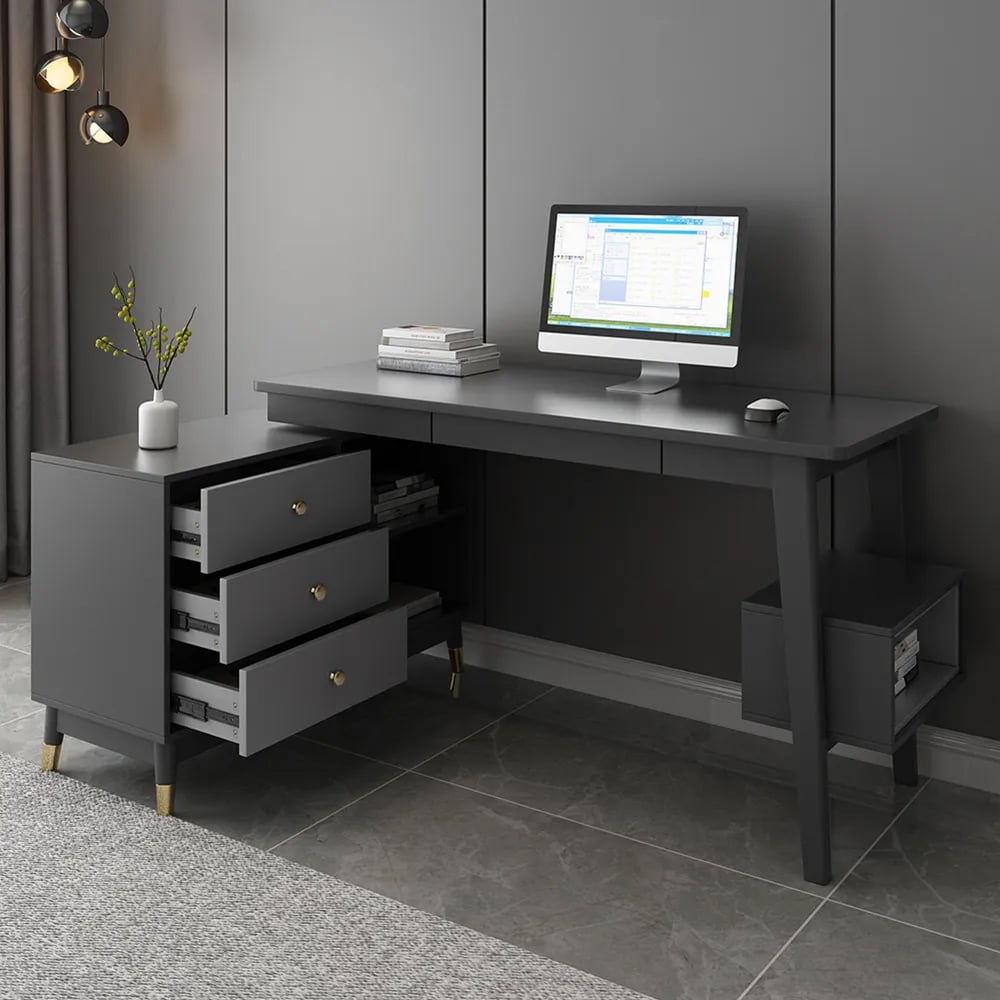 Klantrecensies voor Ultic Grey L-vormig bureau met laden en plank