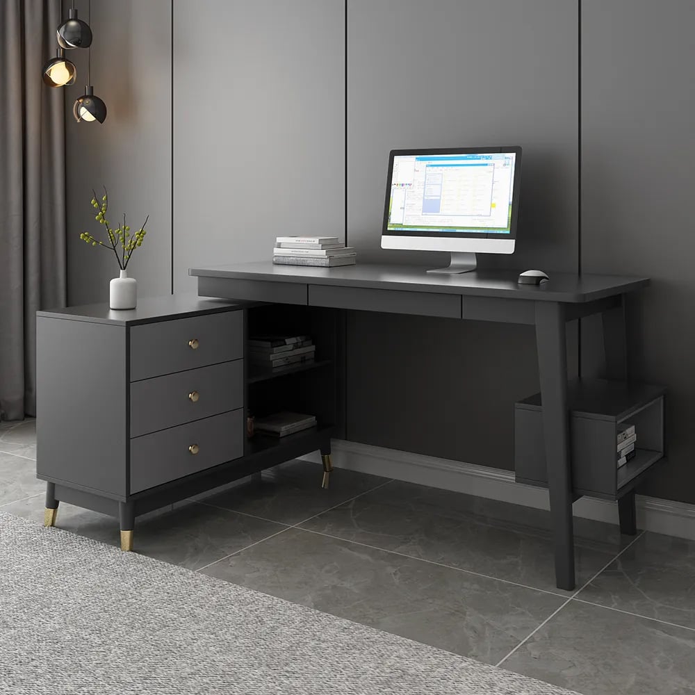Klantrecensies voor Ultic Grey L-vormig bureau met laden en plank