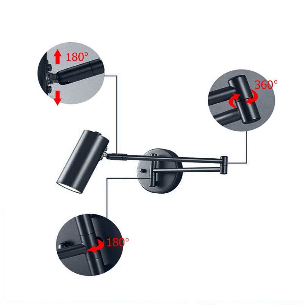 Questions and Answers for Black Modern Swing Arm Indoor Wall Sconce 1 Light