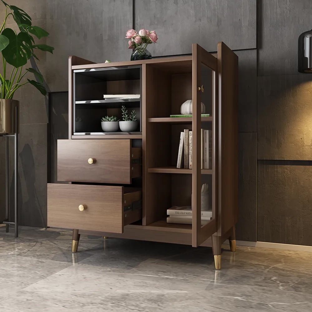 Domande e risposte per Credenza Ultic moderna e minimalista con ampi contenitori e 1 anta in noce