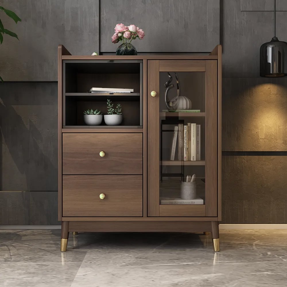 Domande e risposte per Credenza Ultic moderna e minimalista con ampi contenitori e 1 anta in noce