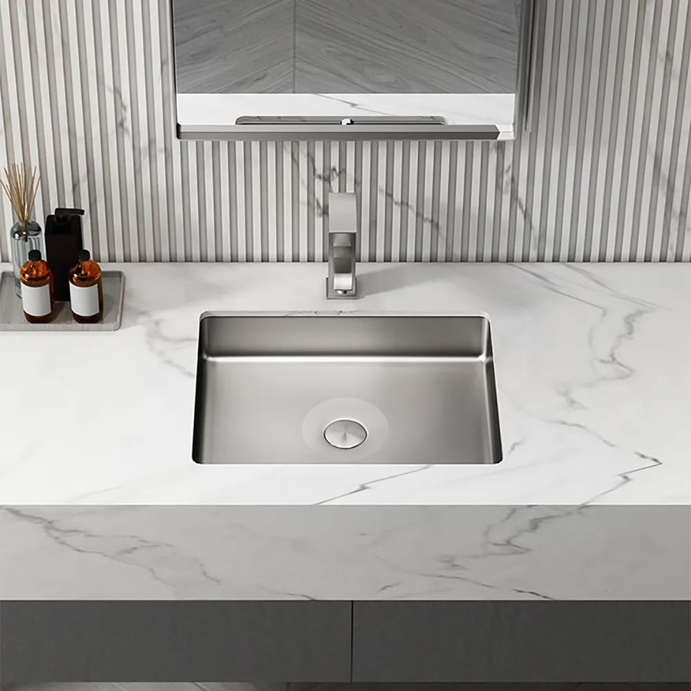 Customer Reviews for Brushed Nickel Modern Stainless Steel Rectangular Sink Undermount Bathroom Wash Sink