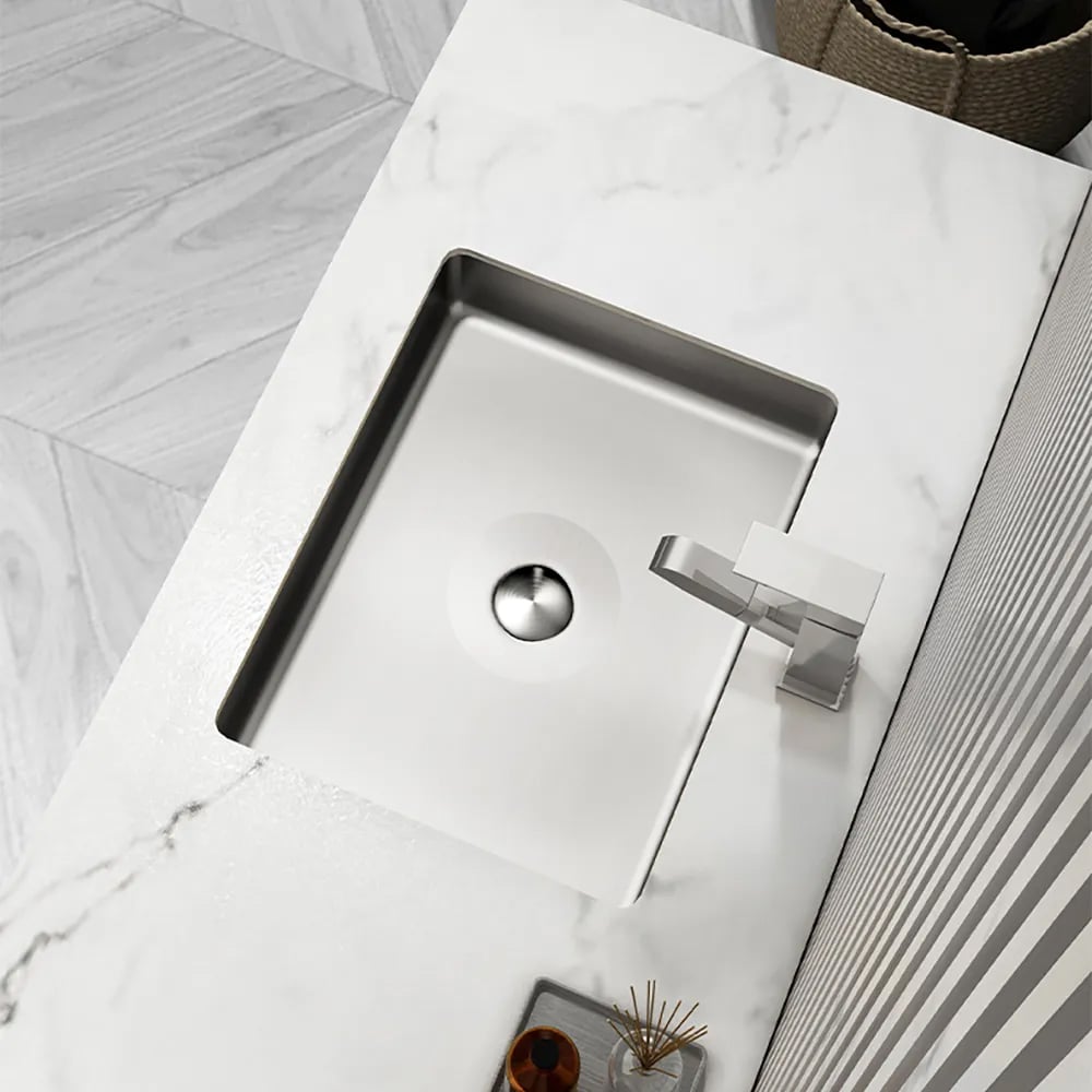 Customer Reviews for Brushed Nickel Modern Stainless Steel Rectangular Sink Undermount Bathroom Wash Sink