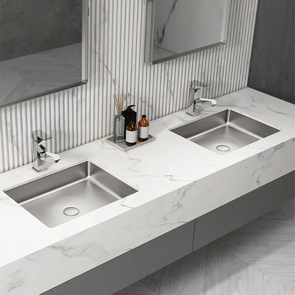 Customer Reviews for Brushed Nickel Modern Stainless Steel Rectangular Sink Undermount Bathroom Wash Sink