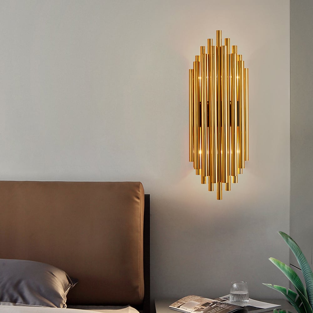 Questions and Answers for Glam Fluted Gold Wall Sconce 2-Light Flush Mount Wall Lighting