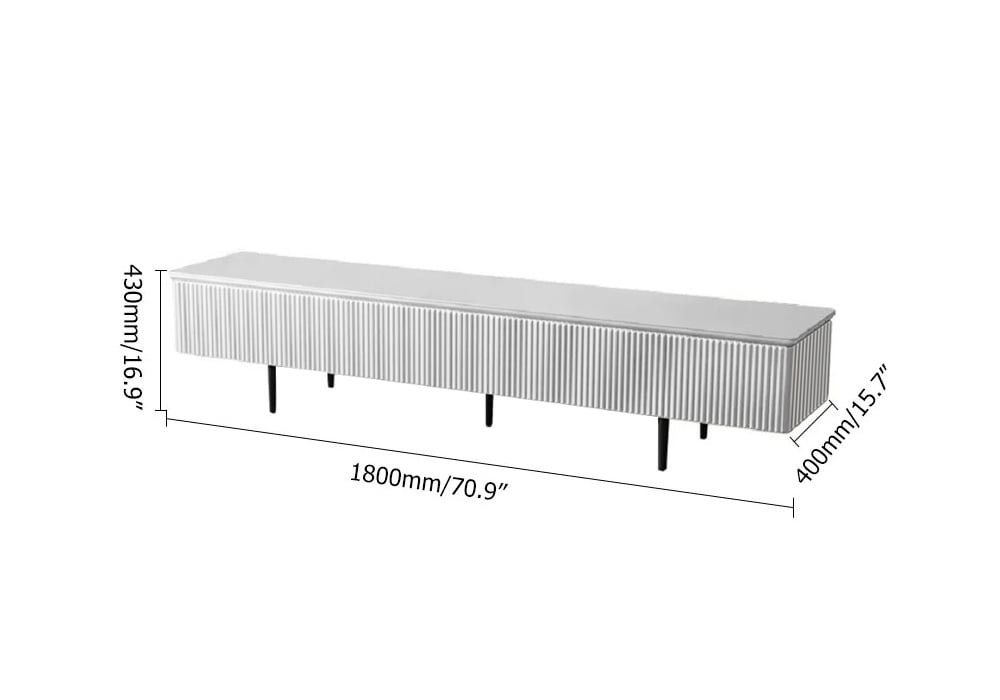Modern 70.9" TV Stand with Drawers Line Media Console with Black Metal Legs weights dimensions image