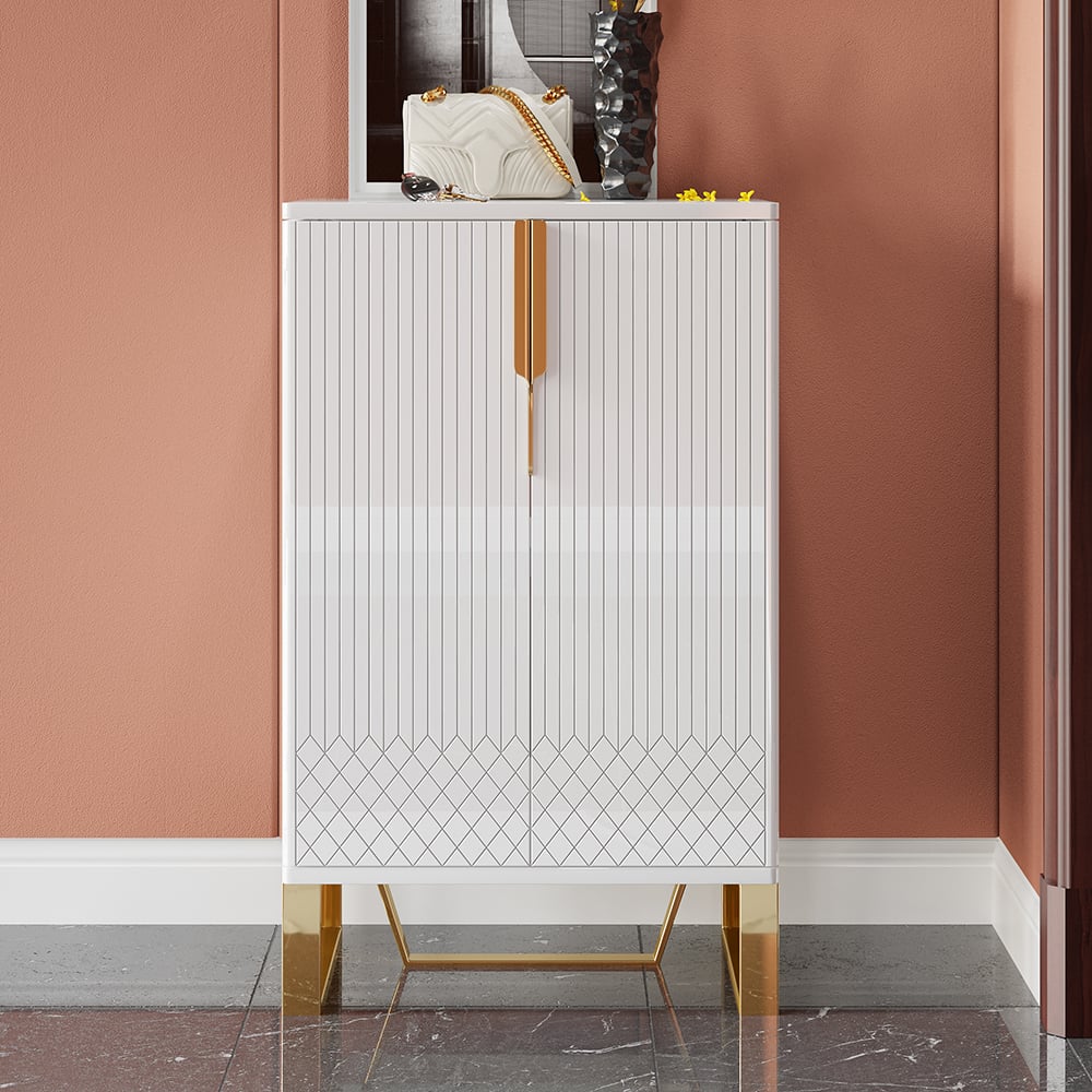 Questions and Answers for Aro White Modern Shoe Cabinet with Doors Entryway Cabinet for Shoes