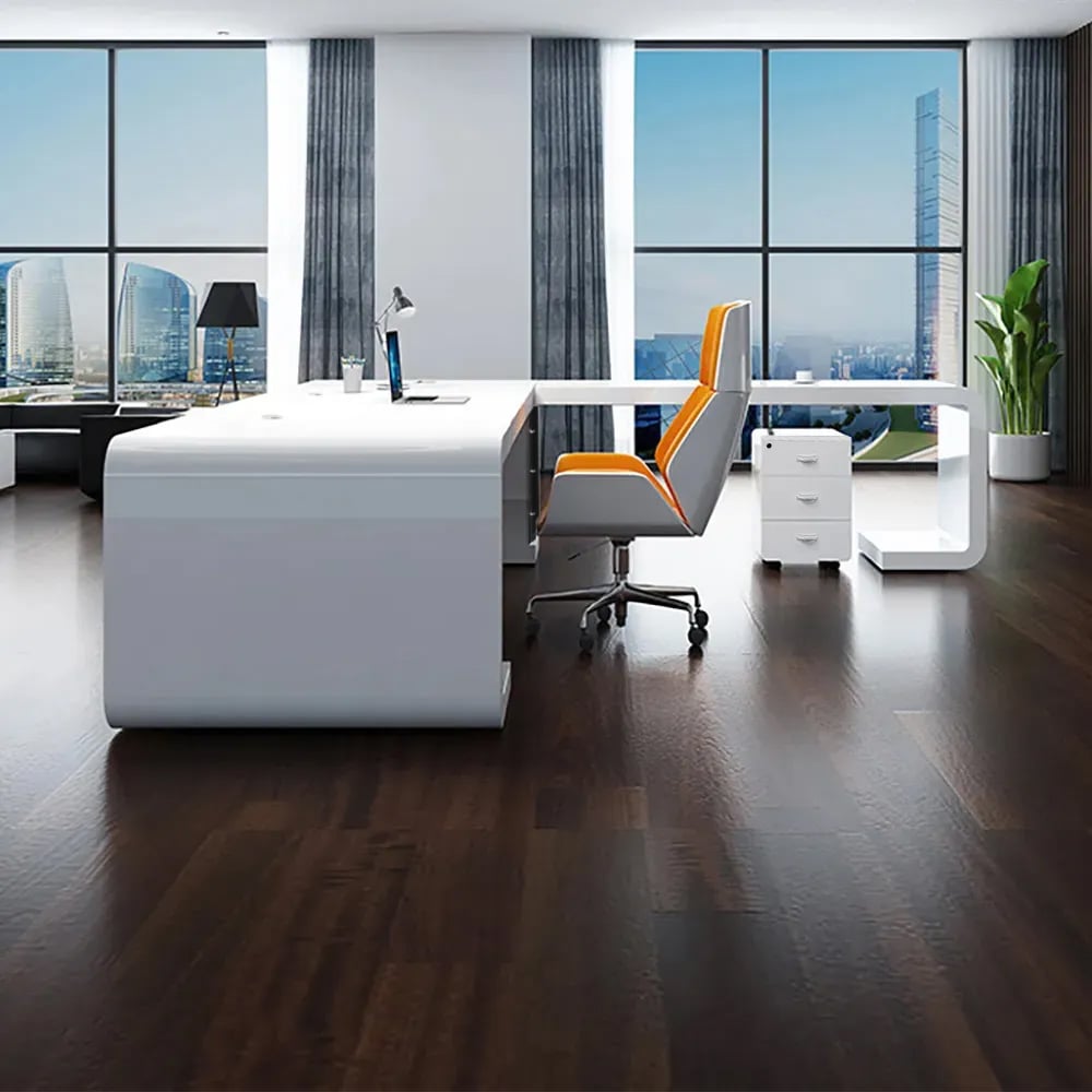 Customer Reviews for 78.7" L-Shaped Modern  Executive Desk of Right Hand with Drawers in White & Black