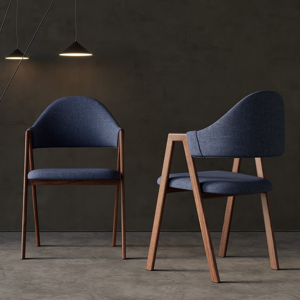 Oceny klientów dla Zestaw 4 nowoczesnych krzeseł jadalnych z lnianą tapicerką niebieski