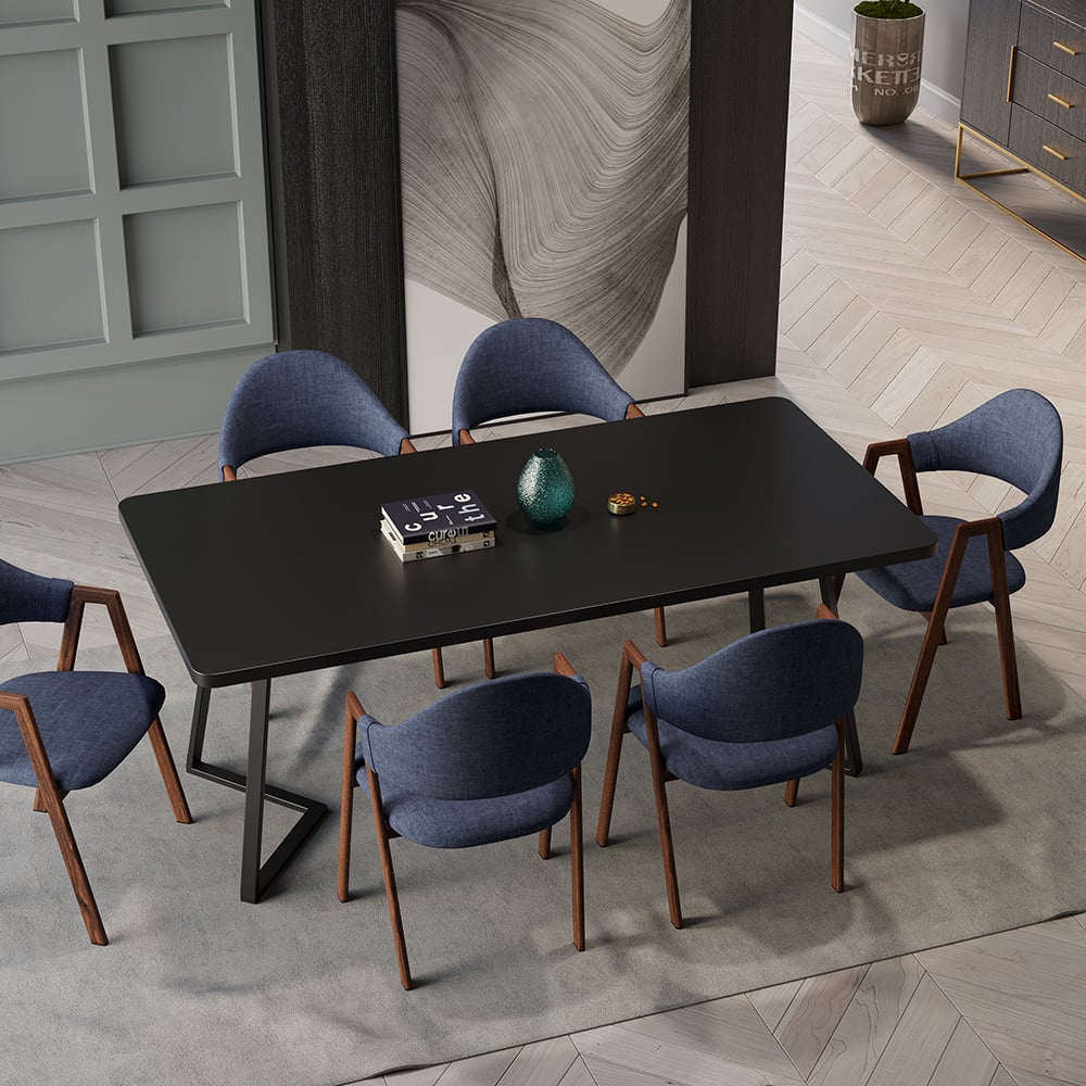 Oceny klientów dla Zestaw 4 nowoczesnych krzeseł jadalnych z lnianą tapicerką niebieski