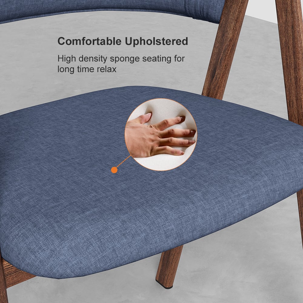 Oceny klientów dla Zestaw 4 nowoczesnych krzeseł jadalnych z lnianą tapicerką niebieski