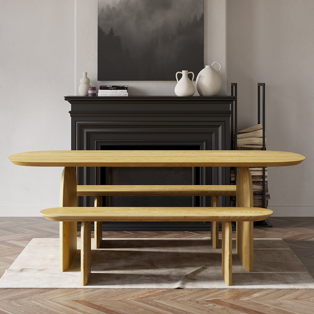 Customer Reviews for Tintica Japandi 59" Dining Bench Oval Solid Wood in Natural Double Pedestals