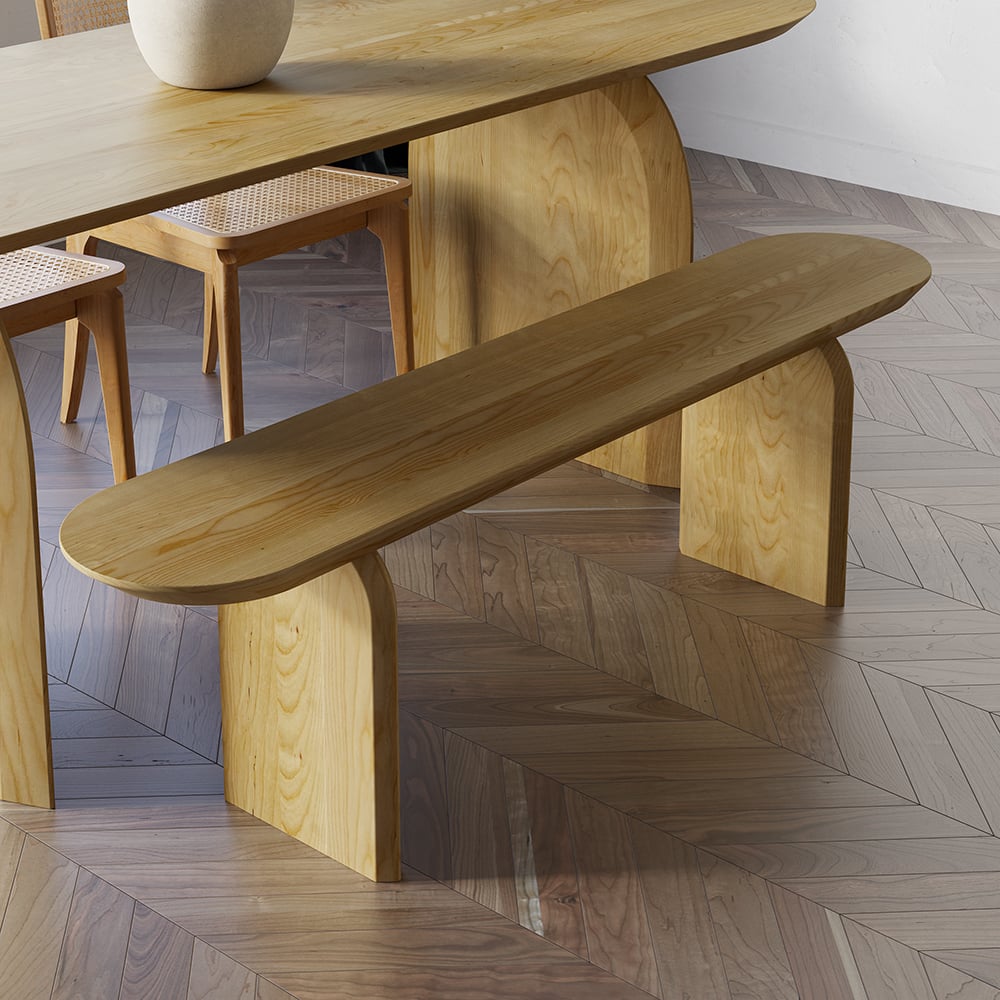 Customer Reviews for Tintica Japandi 59" Dining Bench Oval Solid Wood in Natural Double Pedestals