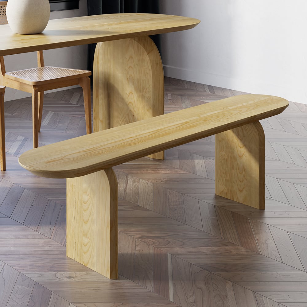 Customer Reviews for Tintica Japandi 59" Dining Bench Oval Solid Wood in Natural Double Pedestals