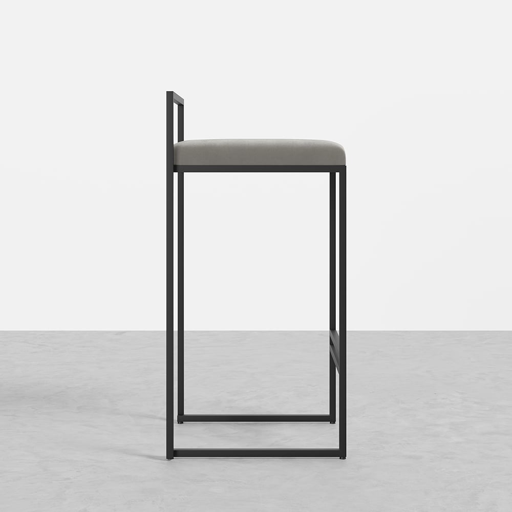 Questions et Réponses pour Tabouret de bar 2 pièces moderne en velours gris avec dossier et repose-pieds