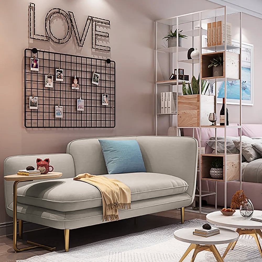 Questions et Réponses pour Chaise longue inclinable en coton et lin de 55 po avec méridienne d'angle blanc cassé