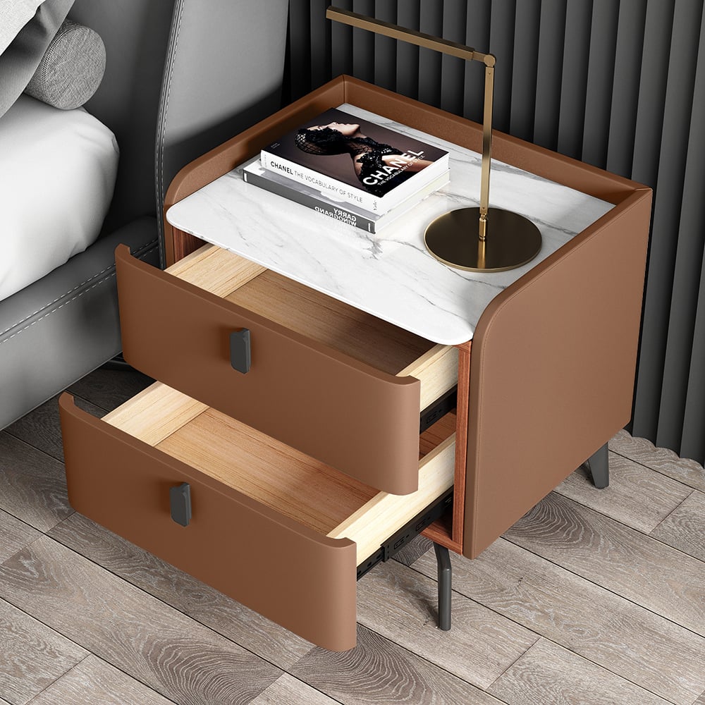 Customer Reviews for Orange Leather 2-Drawer Nightstand with Sintered Stone Top