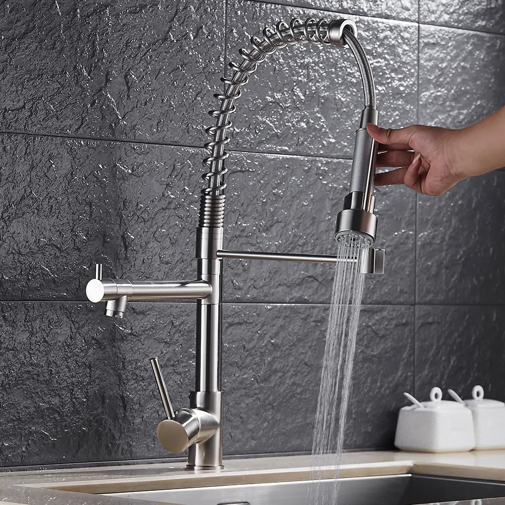 Questions and Answers for Brewst Commercial Pull Out High-Arc Kitchen Faucet Single Handle in Brushed Nickel