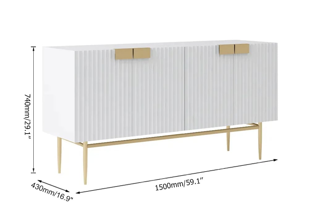Twixer 59" White Sideboard Buffet with Doors Accent Cabinet with Storage 4 doors weights dimensions image