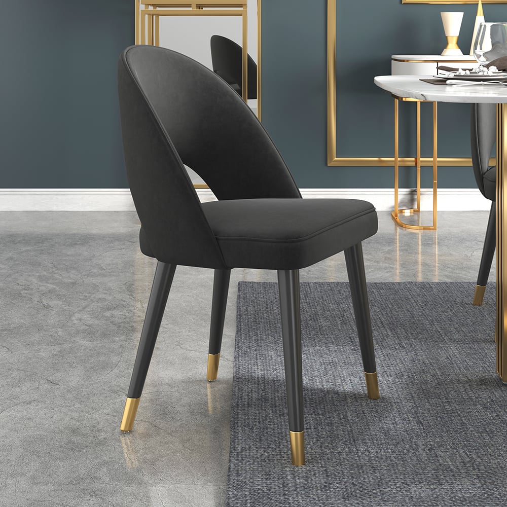 Questions and Answers for Set of 2 Modern Dining Chairs with Velvet Upholstery Black