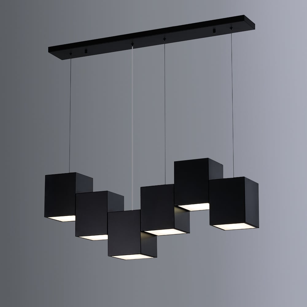 Customer Reviews for Modern Linear Black Kitchen Island Light 6-Light Square Pendant Light