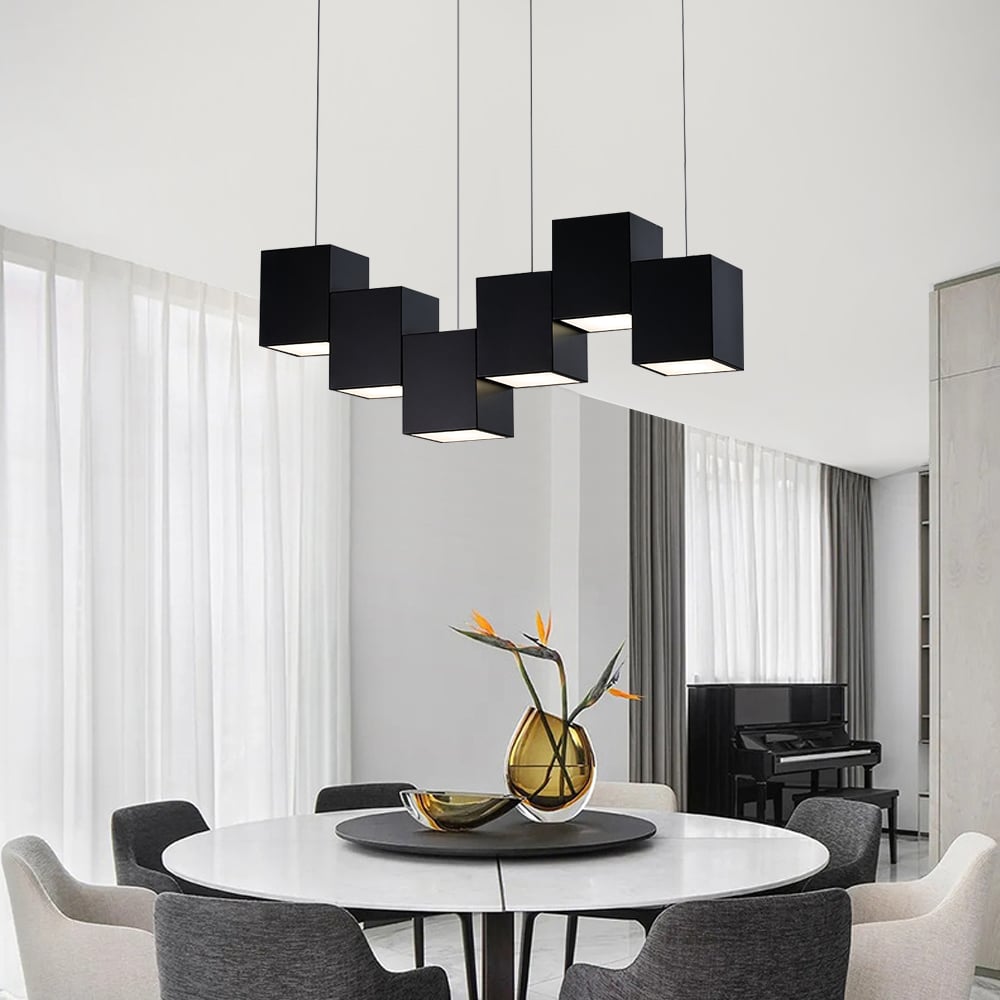 Customer Reviews for Modern Linear Black Kitchen Island Light 6-Light Square Pendant Light