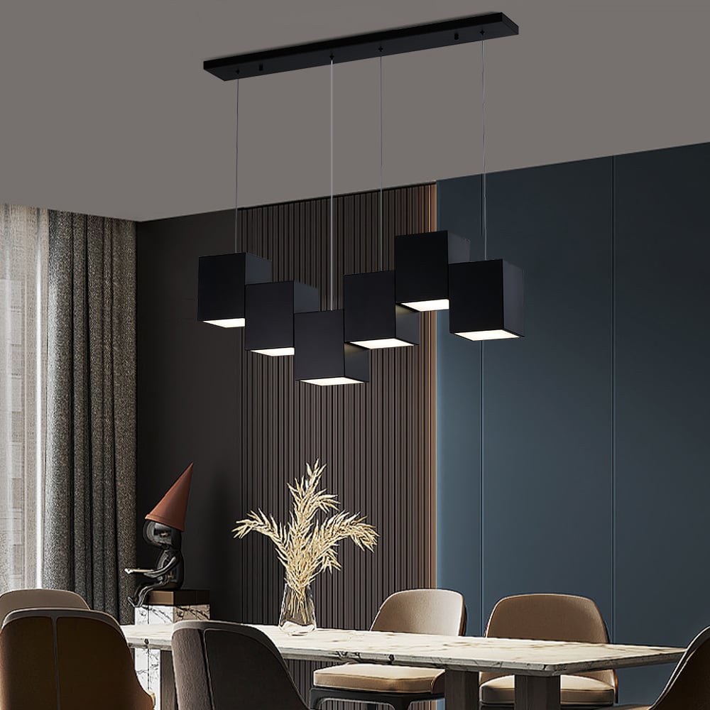 Customer Reviews for Modern Linear Black Kitchen Island Light 6-Light Square Pendant Light