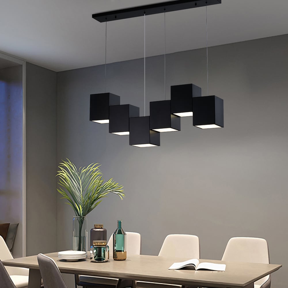 Customer Reviews for Modern Linear Black Kitchen Island Light 6-Light Square Pendant Light