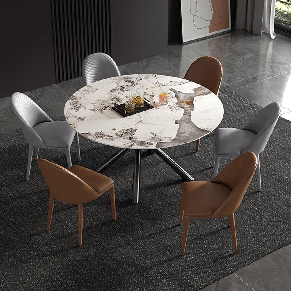 Questions and Answers for 1350mm Modern Round Dining Table Faux Marble Tabletop for 6 Person