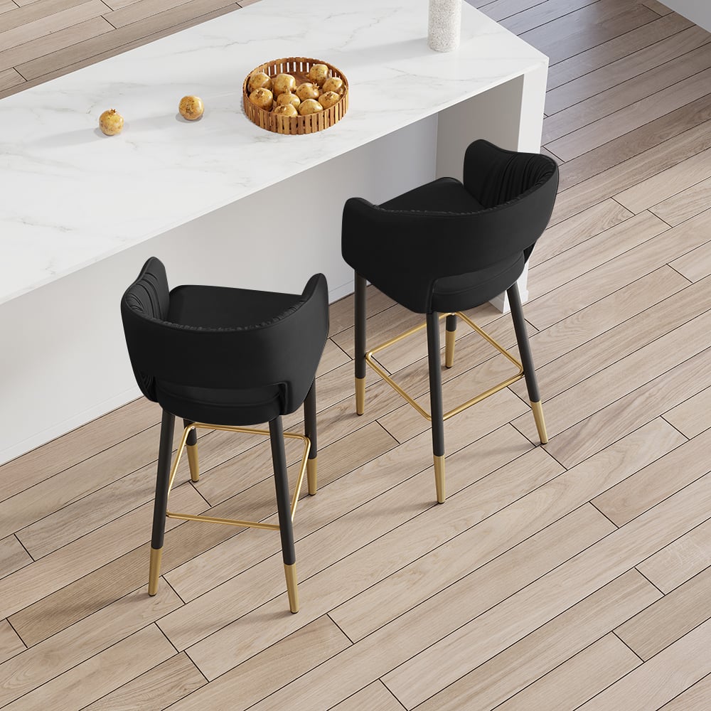 Recensioni dei clienti per Set di 2 sgabelli da bar moderni in velluto con schienale imbottito