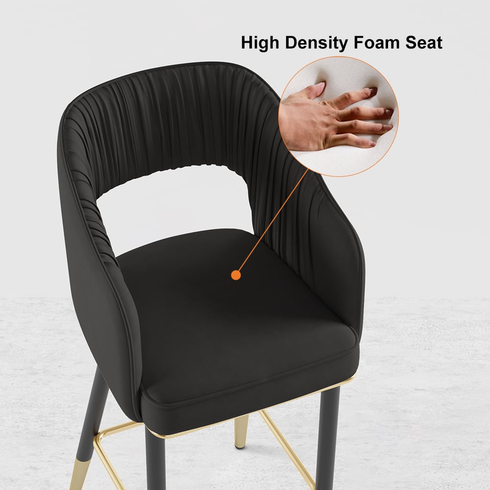 Customer Reviews for Modern Black Velvet Upholstered Bar Stool with Low Back & Footrest