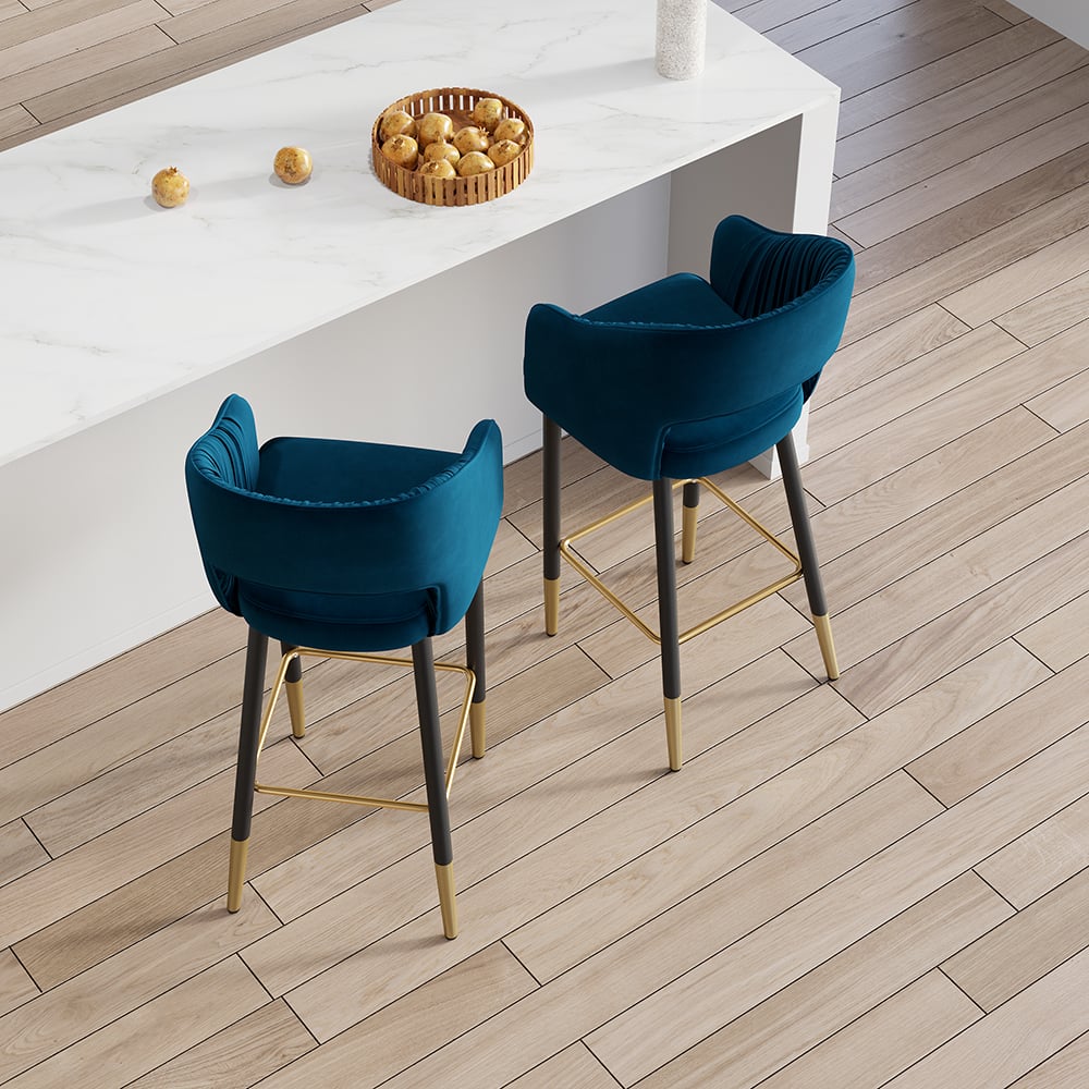 Hodnocení zákazníků pro položku Sada 2 moderních sametových barových stoliček s čalouněním modrá