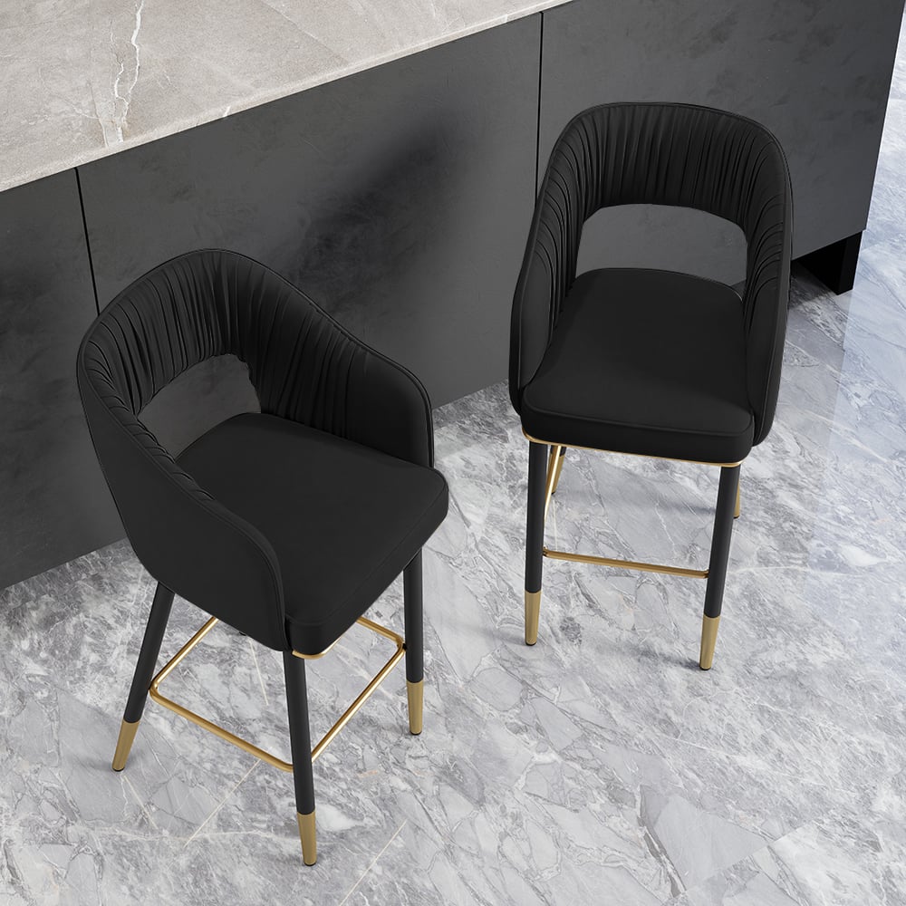 Customer Reviews for Modern Black Velvet Upholstered Bar Stool with Low Back & Footrest