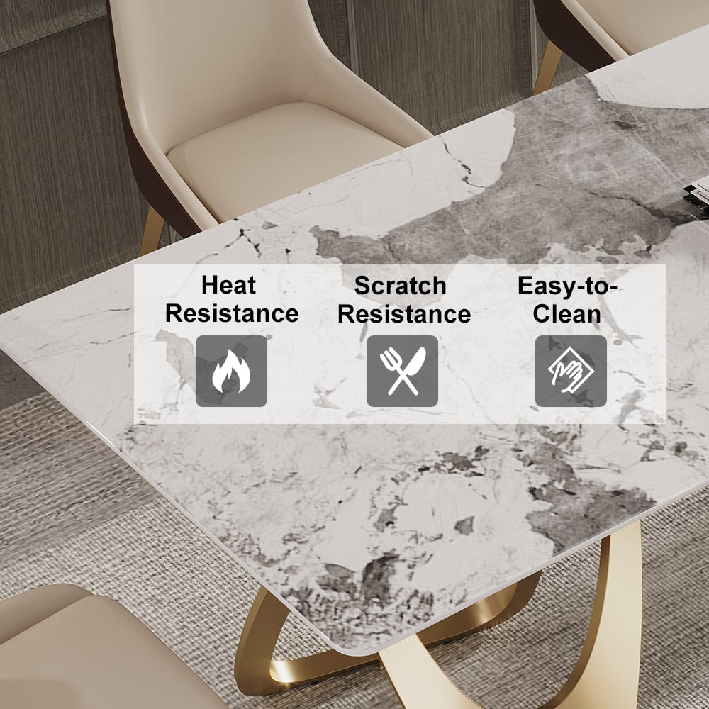 Otázky a odpovědi pro 79" moderní obdélníkový jídelní stůl z umělého mramoru pro 6-8 osob