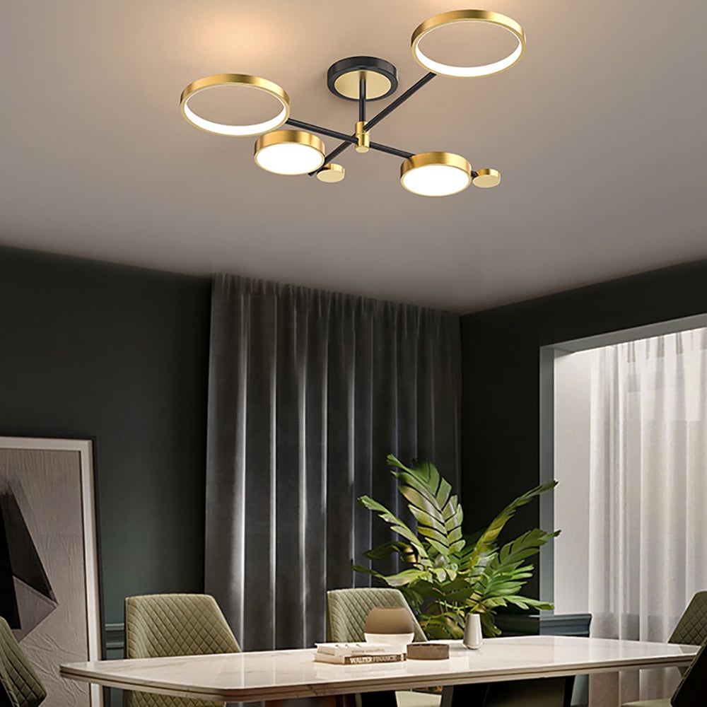 Questions and Answers for Modern Semi Flush Mount Lighting Gold Ceiling Light Fixture LED Ring