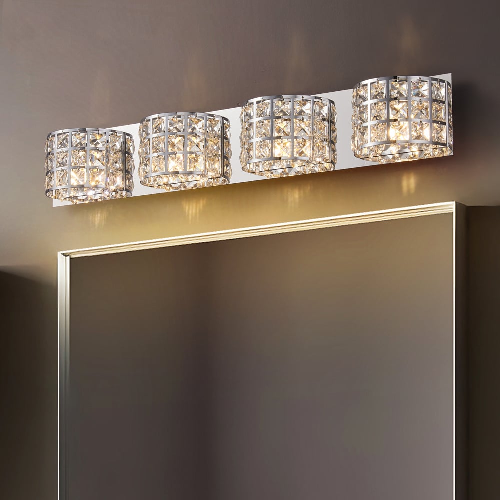 Customer Reviews for Modern Clear Crystals 4-Light Bath Vanity Wall Light in Polished Chrome